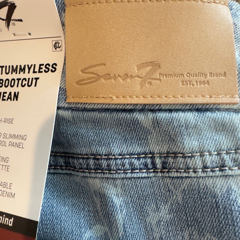 Seven7 Tummyless High Rise Bootcut Jeans Floral Print Blue White Plus Size 22W - Picture 6 of 8